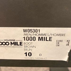 Brand new in box wolverine brown 1000 mile size 10